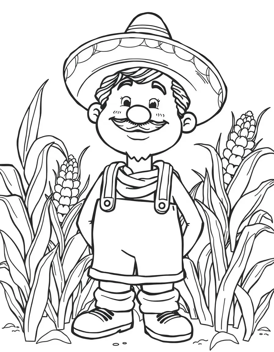 (Mexico) A friendly Mexican farmer with corn plants