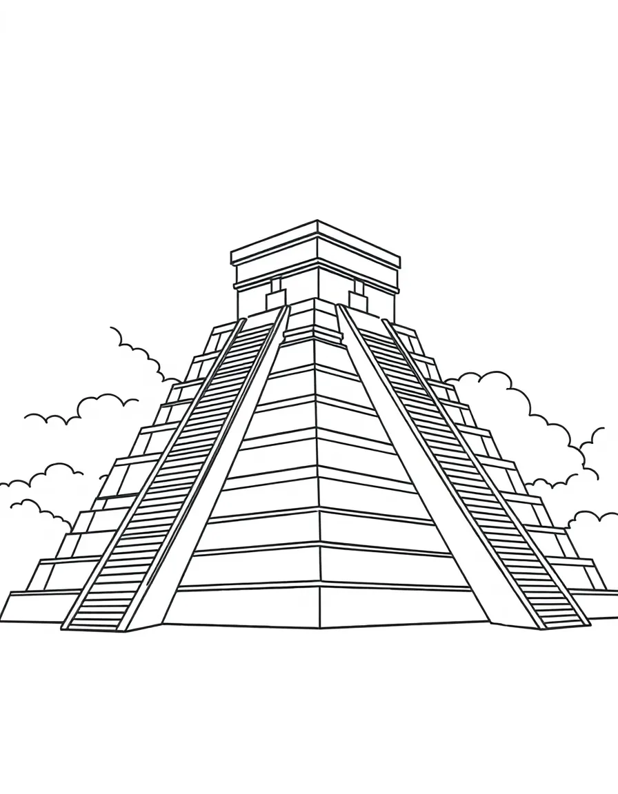 (Mexico) A basic outline of Chichen Itza pyramid