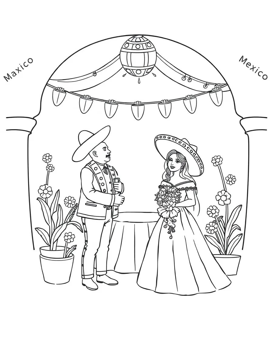(Mexico) A traditional Mexican wedding celebration scene