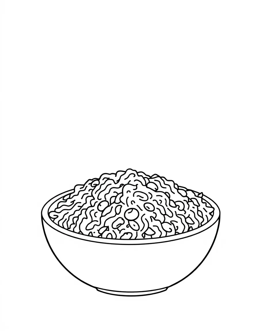 (Mexico) A basic drawing of Mexican rice and beans