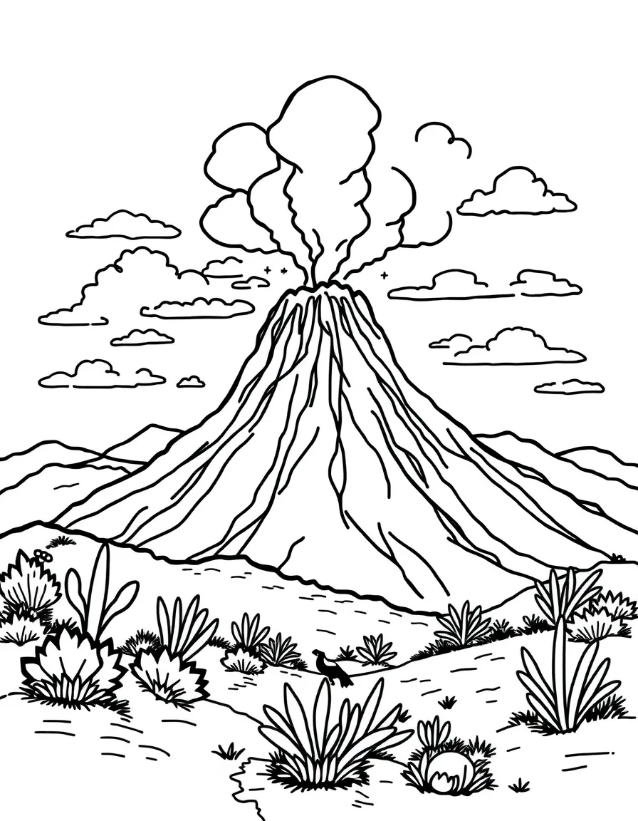 (Mexico) A simple Mexican volcano with surrounding landscape