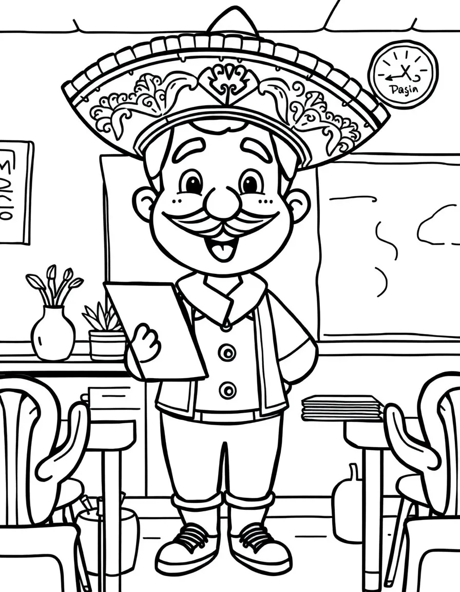 (Mexico) A friendly Mexican teacher in classroom