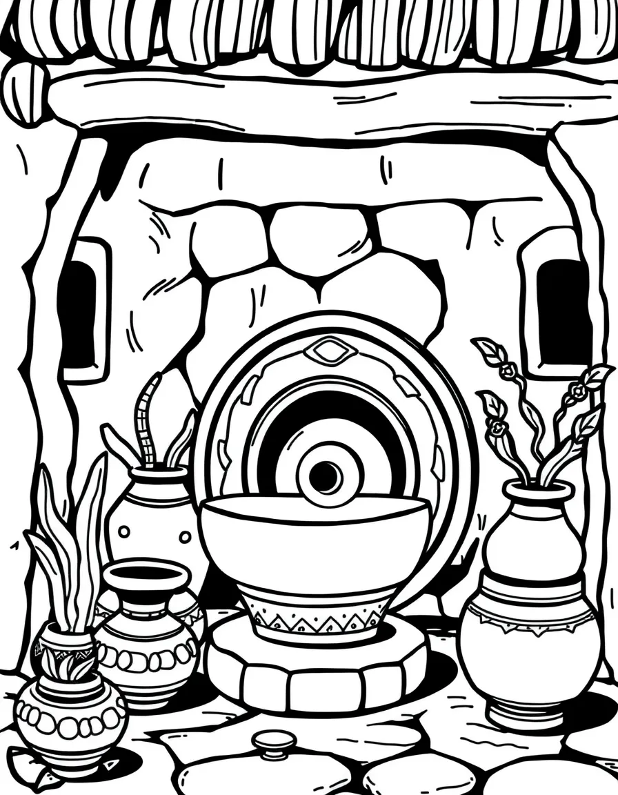 (Mexico) A traditional Mexican pottery wheel scene