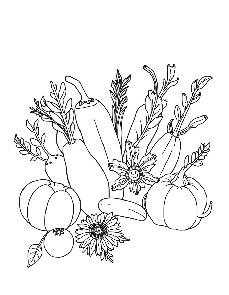 (Mexico) A basic drawing of Mexican spices and herbs