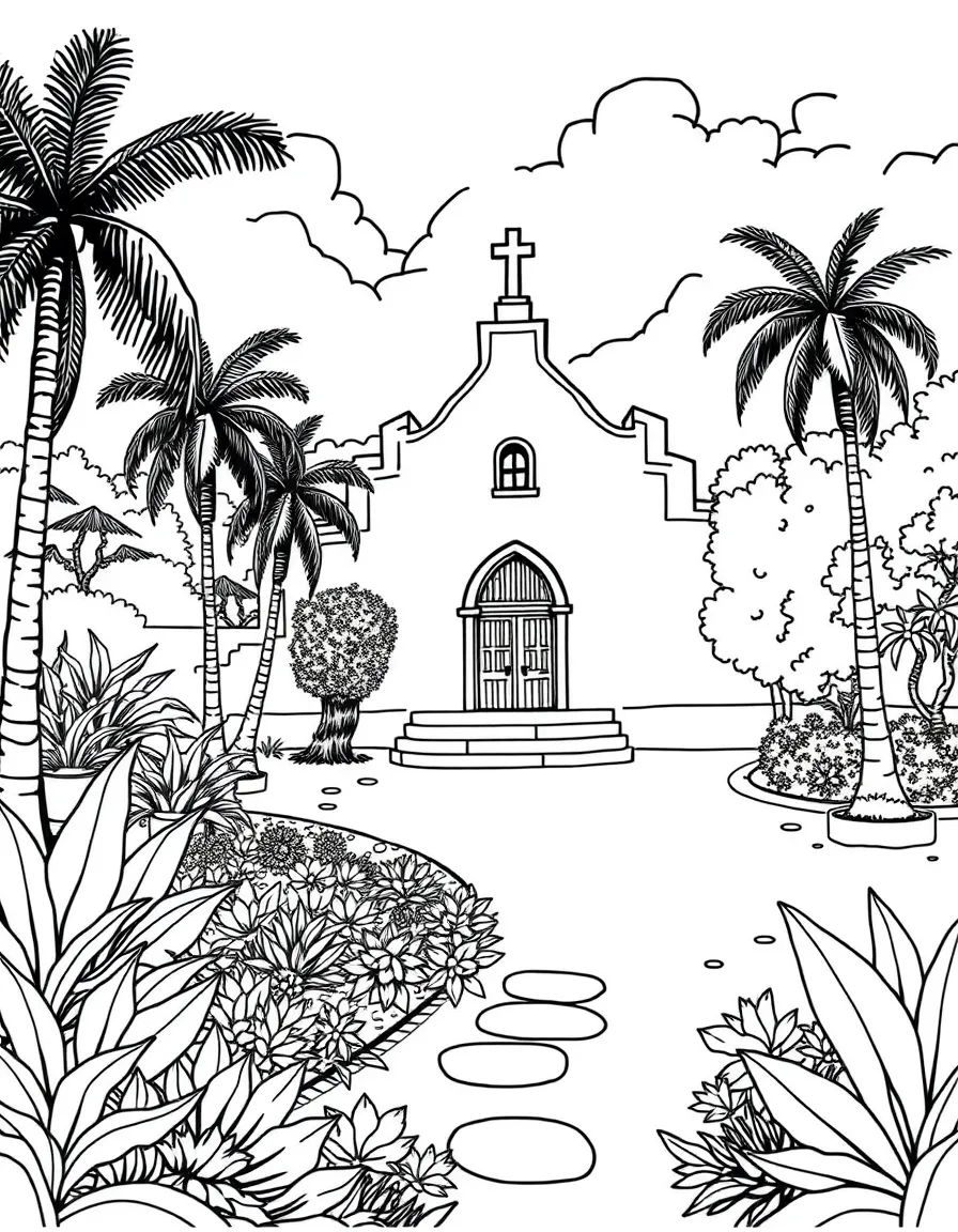 (Mexico) A simple Mexican monastery with gardens