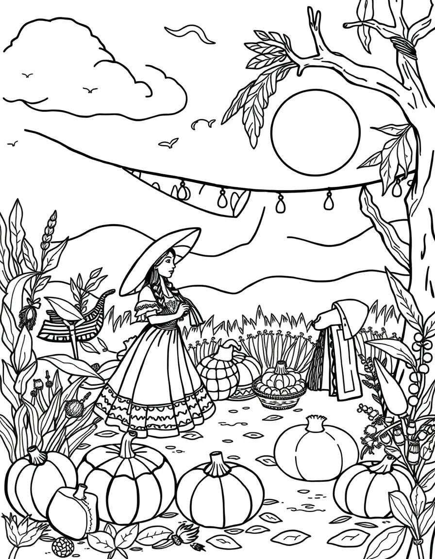 (Mexico) A traditional Mexican harvest festival scene