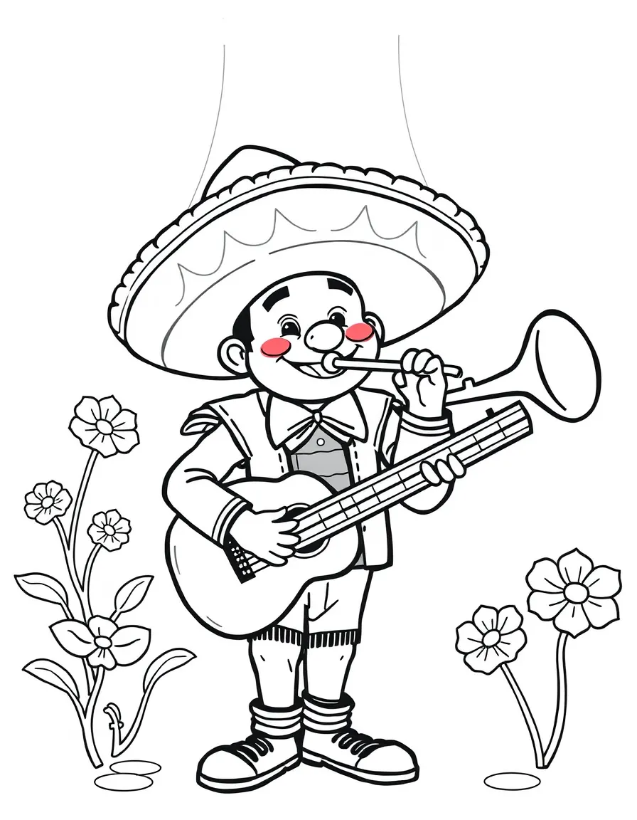 (Mexico) A friendly Mexican musician with trumpet