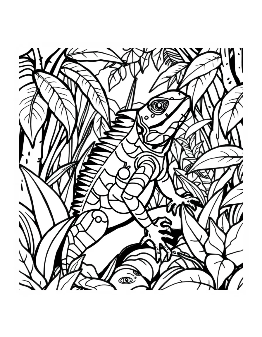 (Mexico) A colorful Mexican iguana in jungle setting