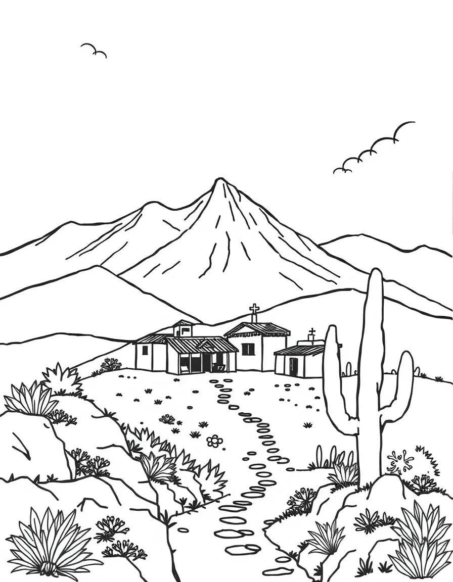 (Mexico) A simple Mexican mountain village scene