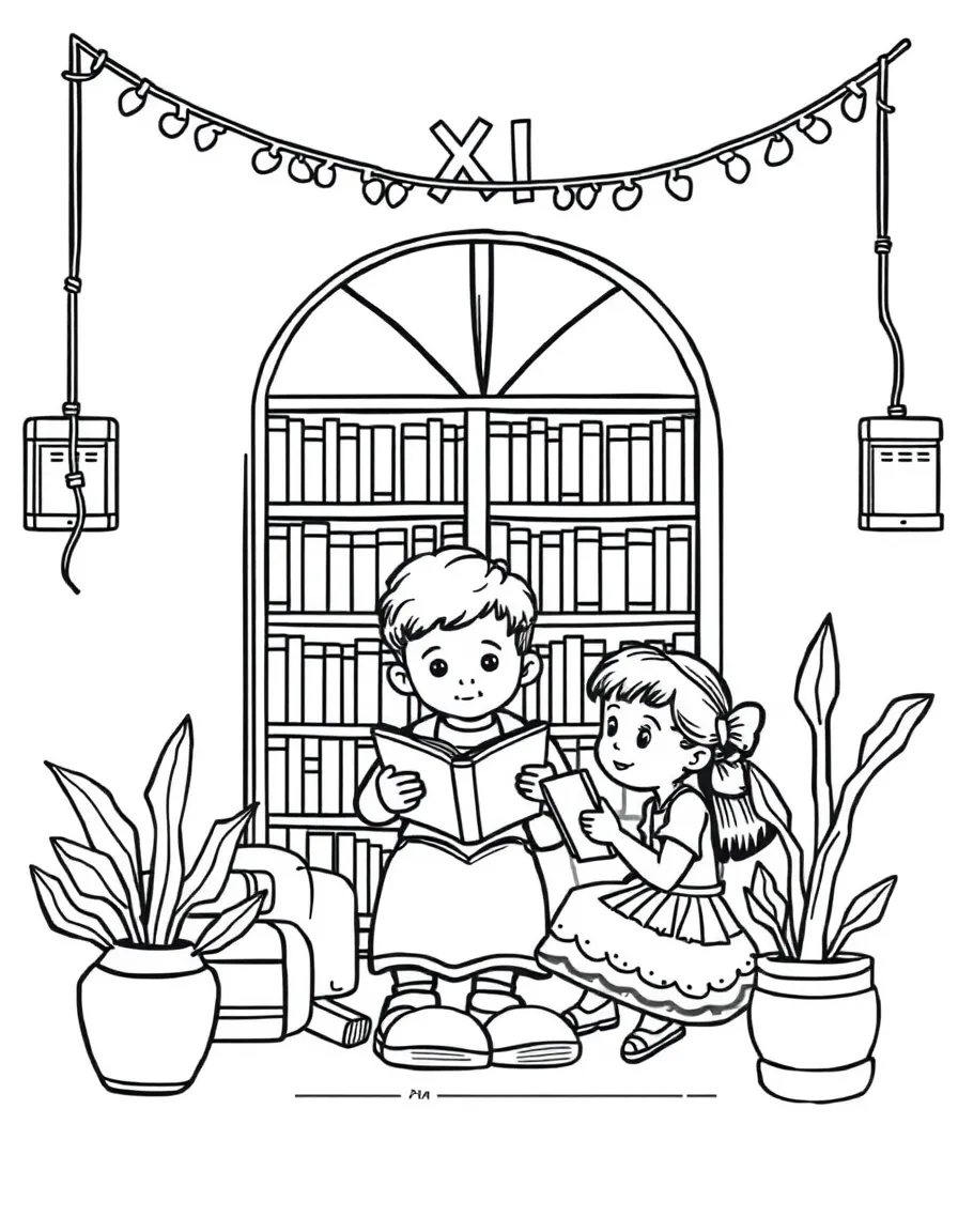 (Mexico) A simple Mexican library with children reading