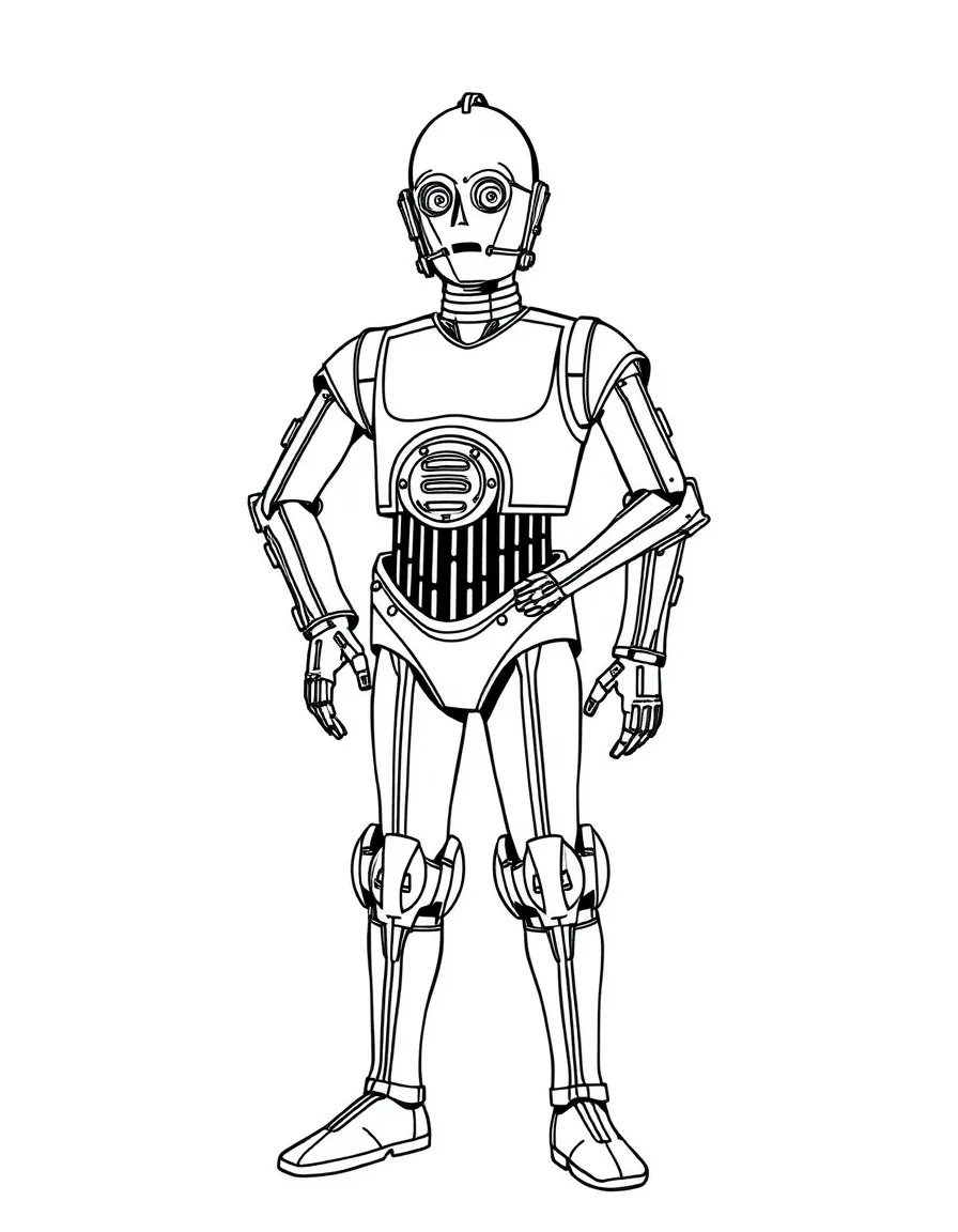 (Star Wars) C-3PO standing with his shiny metal body