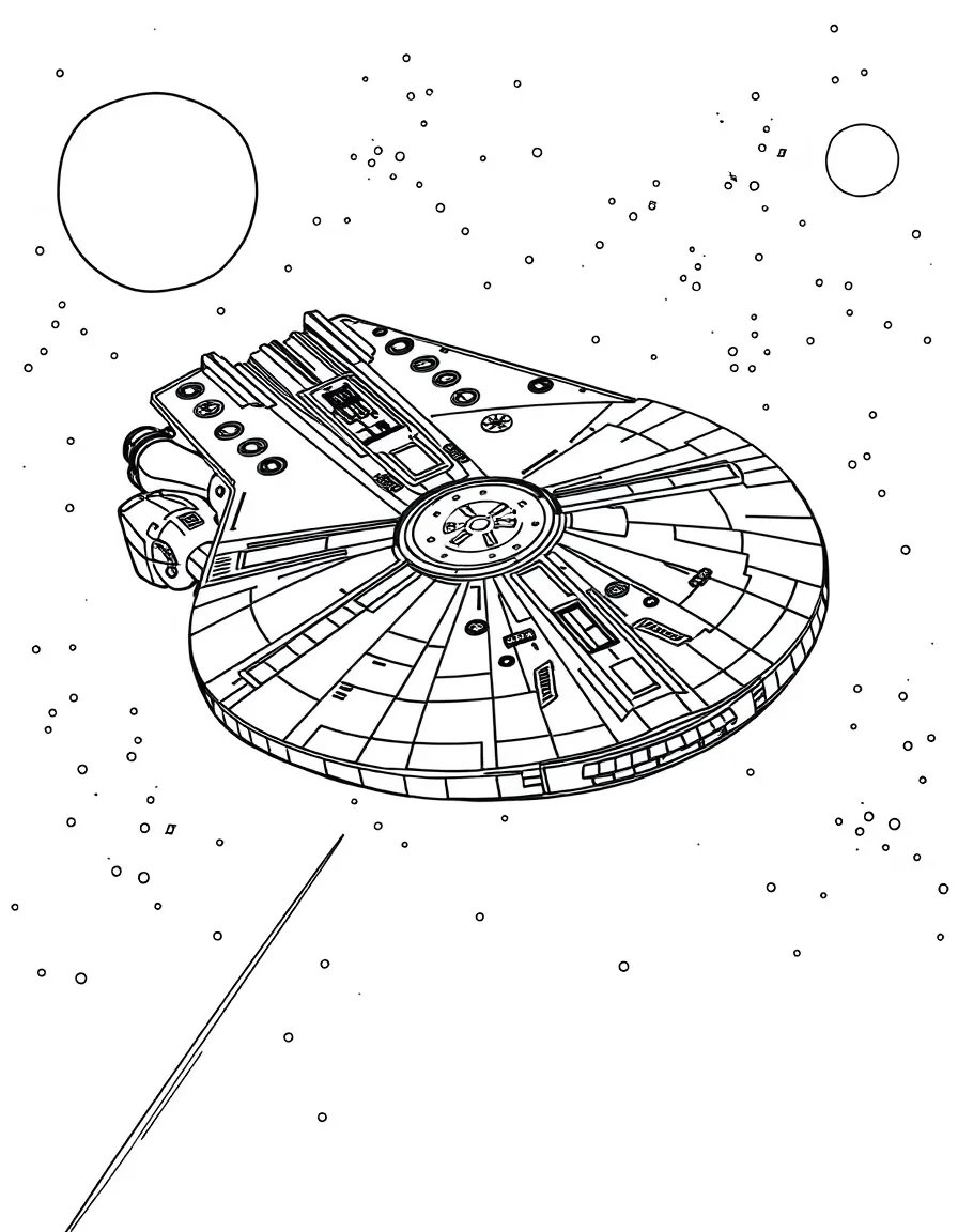 (Star Wars) The Millennium Falcon flying through space