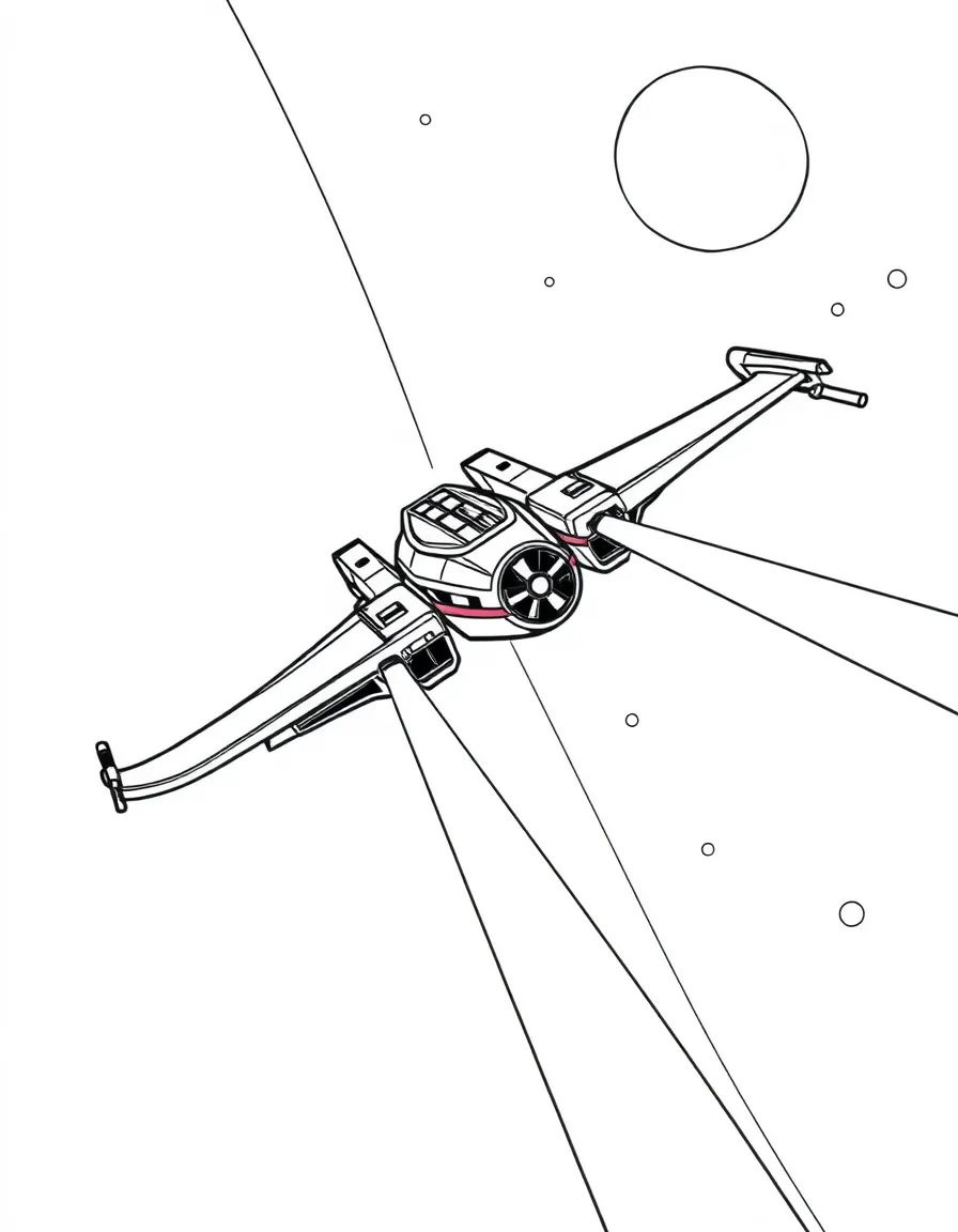 (Star Wars) An X-Wing fighter shooting lasers
