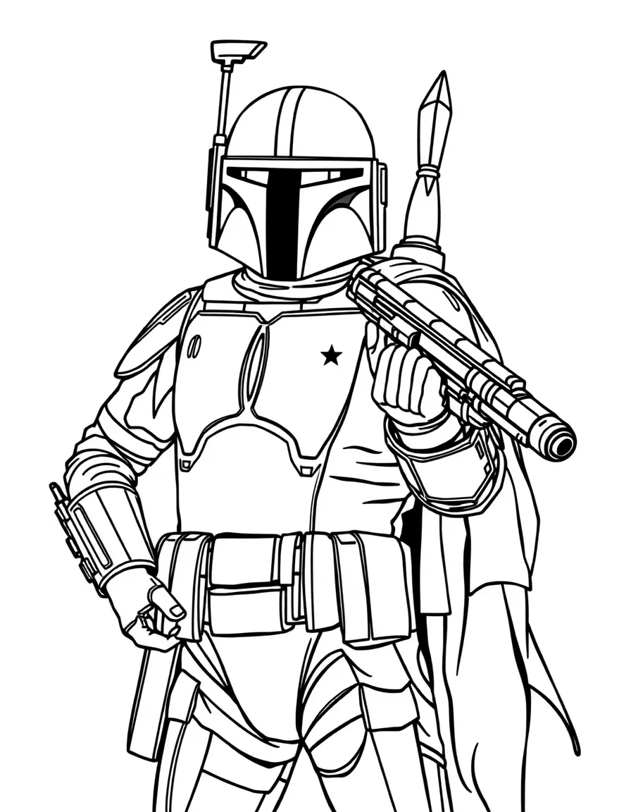 (Star Wars) Boba Fett in his armor holding his weapon