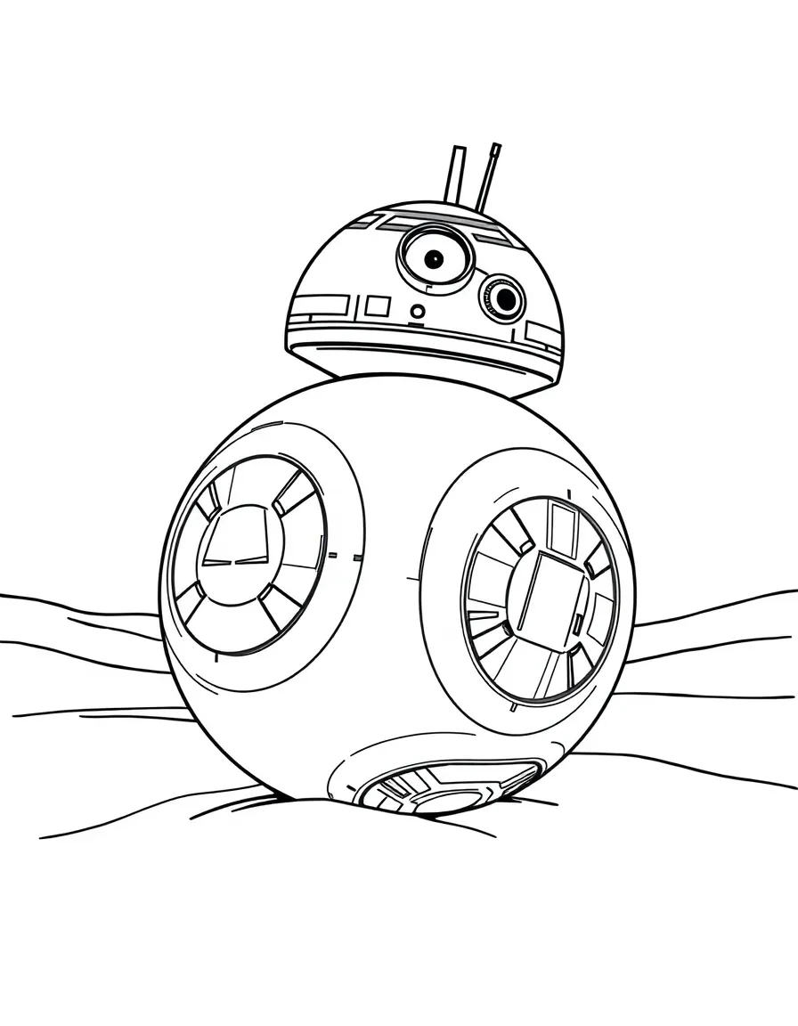 (Star Wars) BB-8 rolling on desert sand