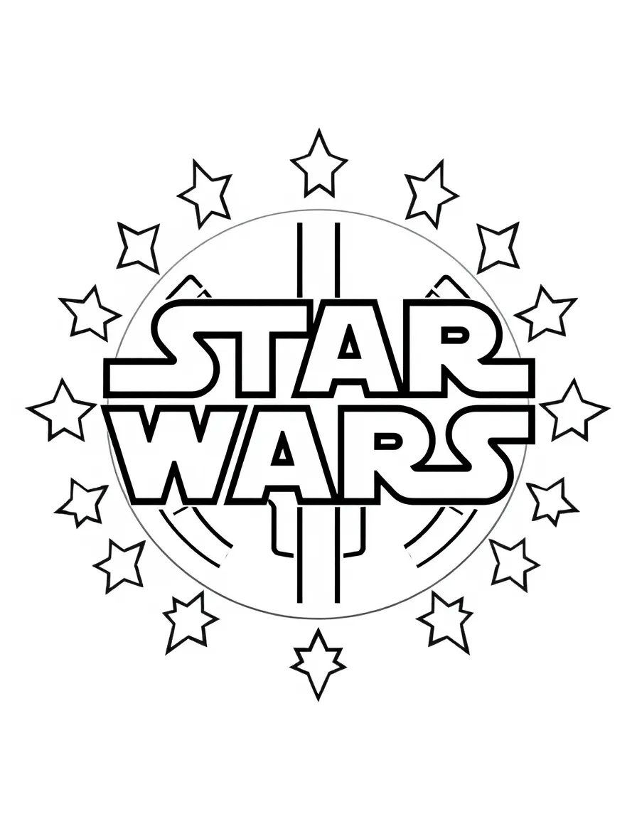 (Star Wars) The Star Wars logo with stars around it