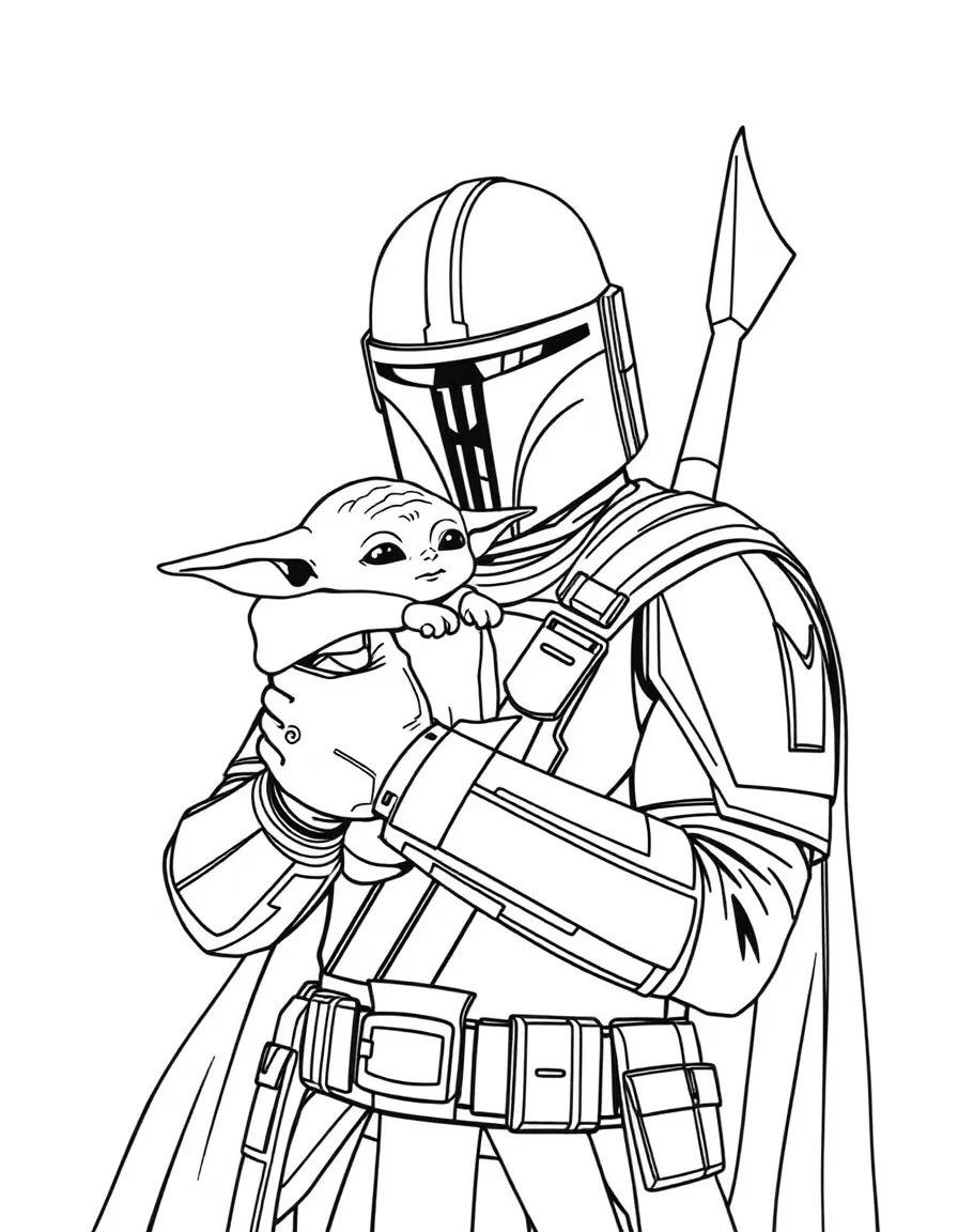 (Star Wars) The Mandalorian holding Baby Yoda