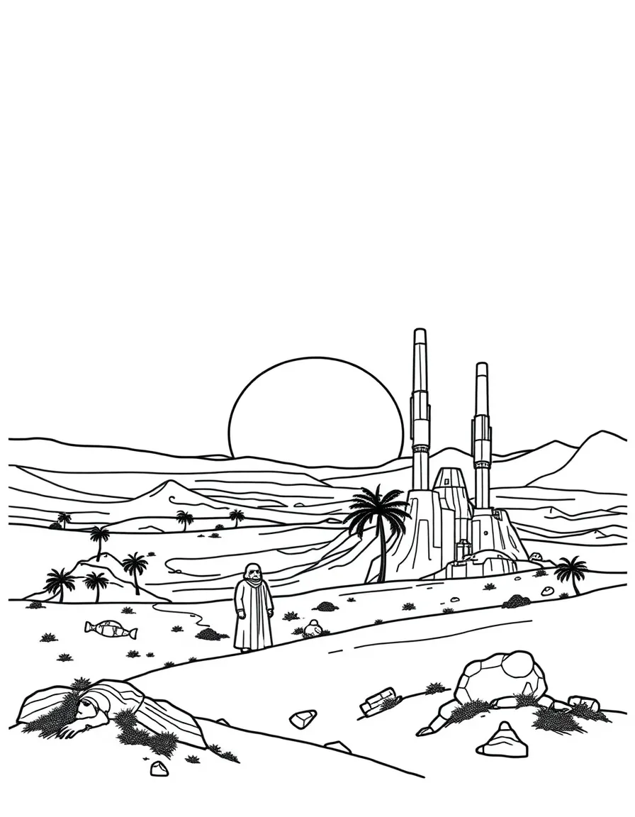 (Star Wars) The twin suns setting over Tatooine