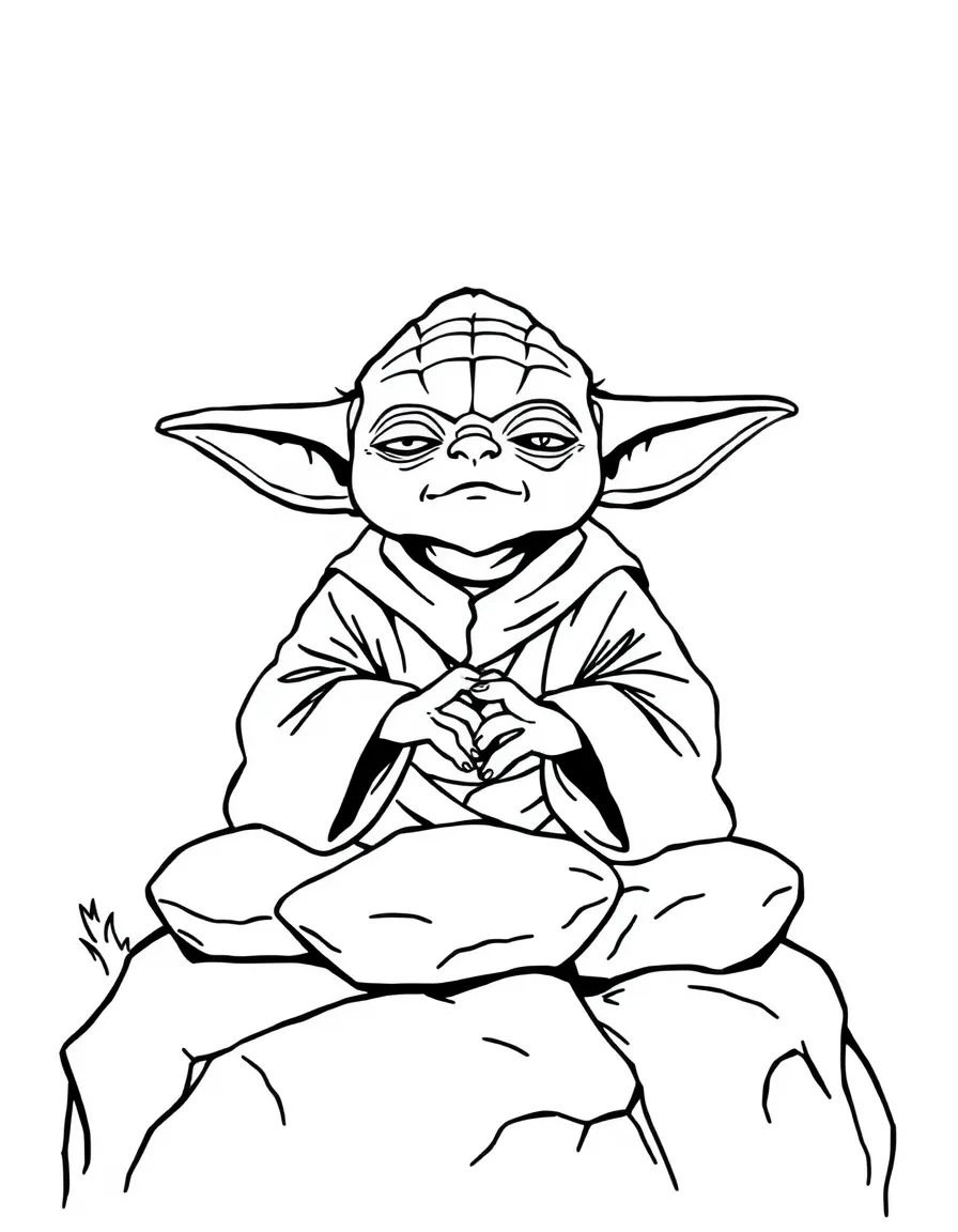 (Star Wars) Yoda meditating on a rock