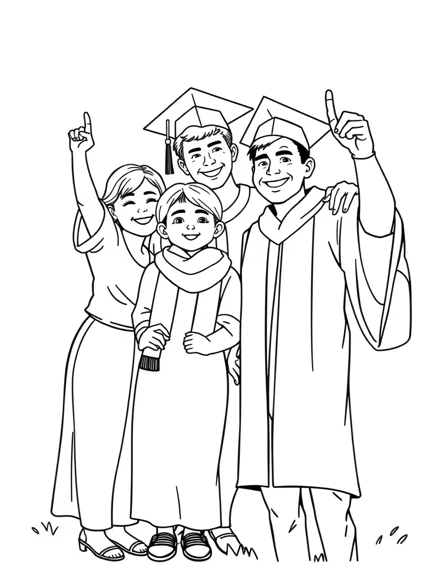 A family taking a picture with the graduate