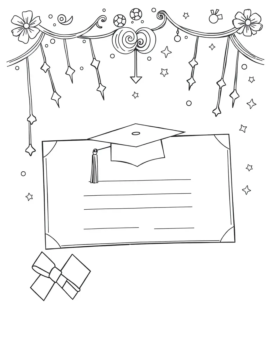 A graduation-themed coloring certificate