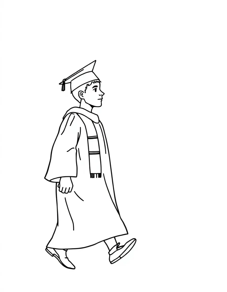 A graduate walking across the stage