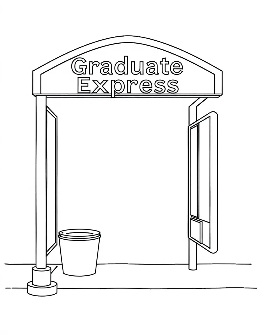 A bus stop sign that says “Graduate Express”