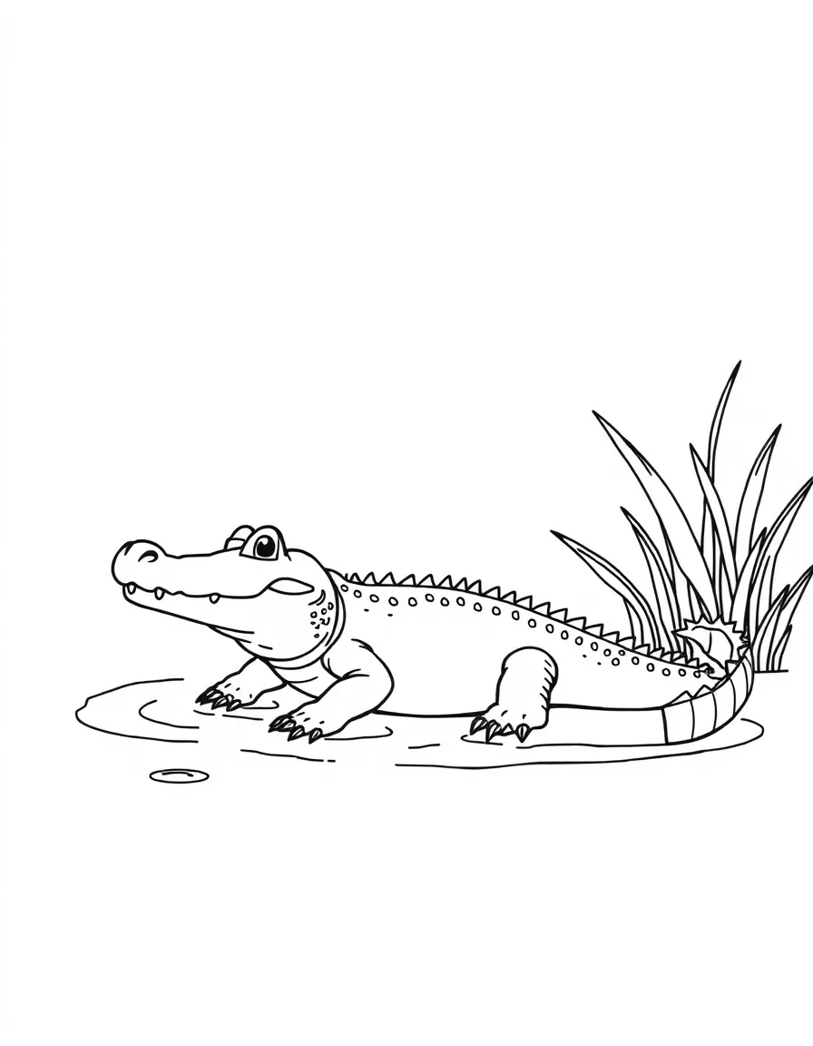 (Florida) A friendly alligator sunbathing by a swamp