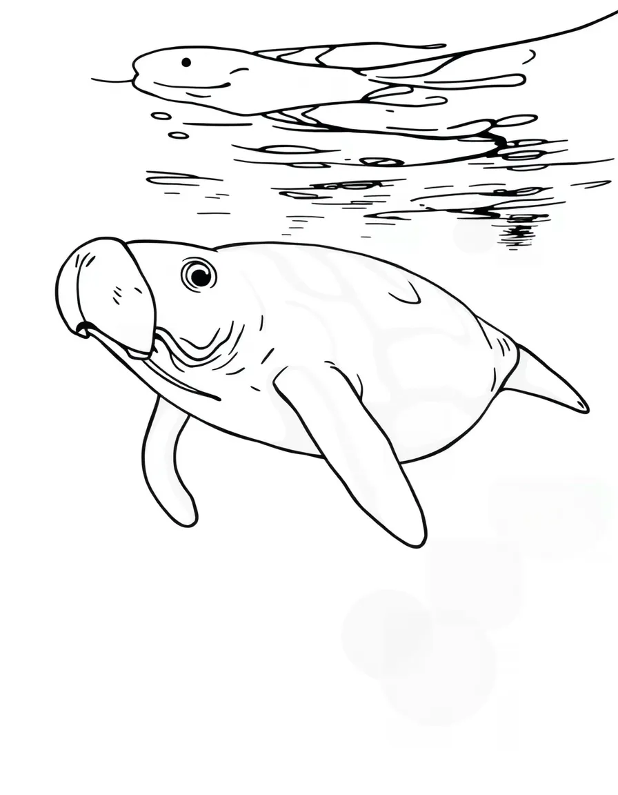 (Florida) A manatee swimming peacefully in crystal clear water