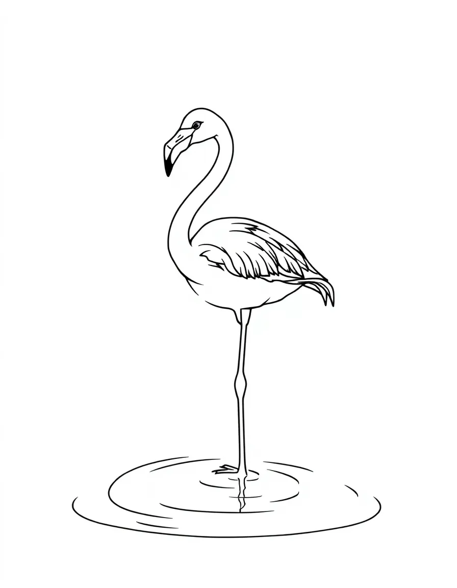 (Florida) A flamingo standing on one leg in shallow water