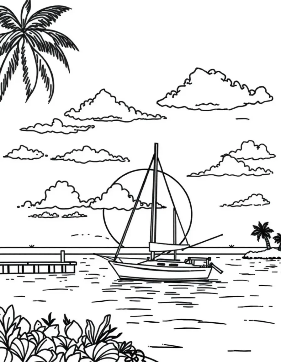 (Florida) Key West sunset with a sailboat