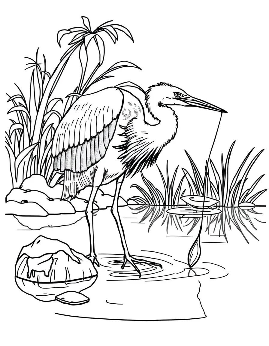 (Florida) A great blue heron fishing in a pond