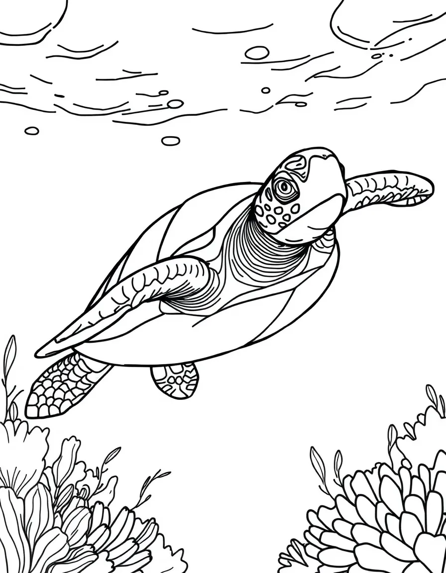 (Florida) A loggerhead sea turtle swimming underwater