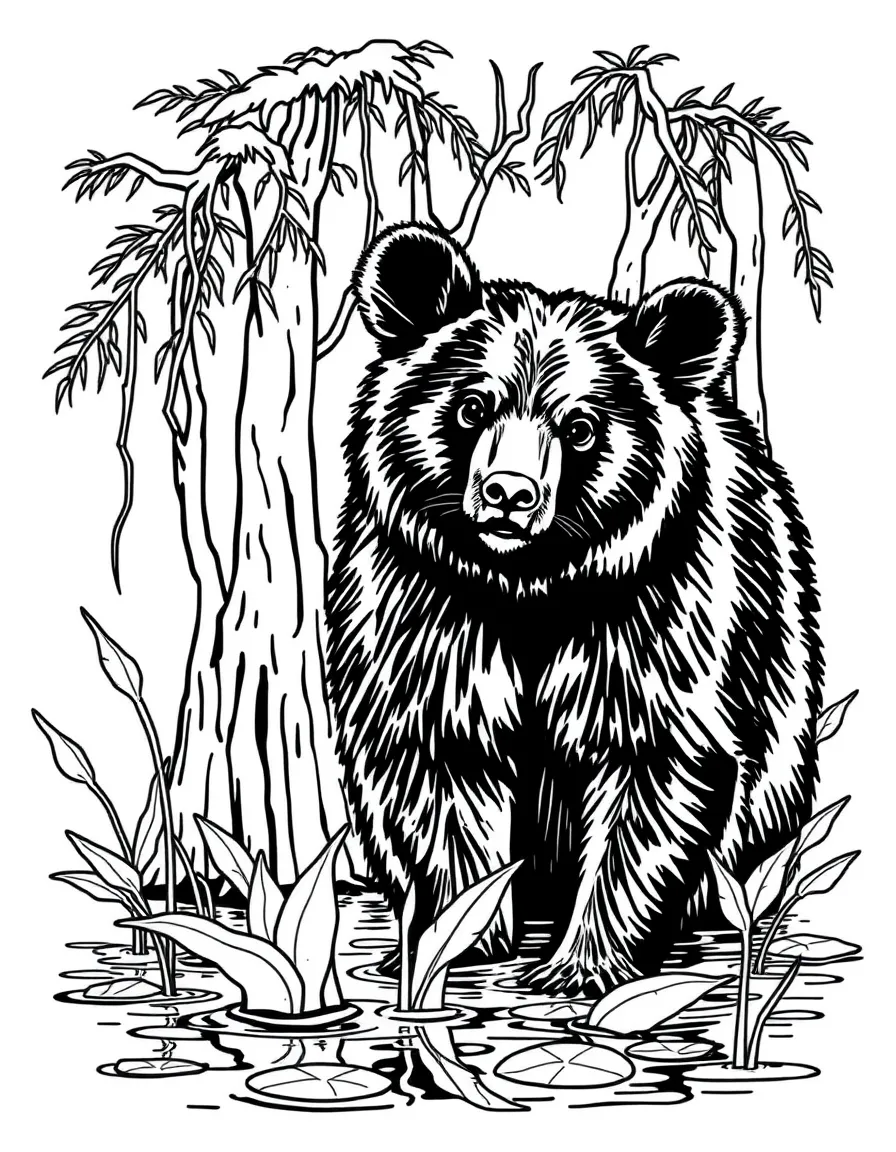 (Florida) A Florida black bear in a cypress swamp