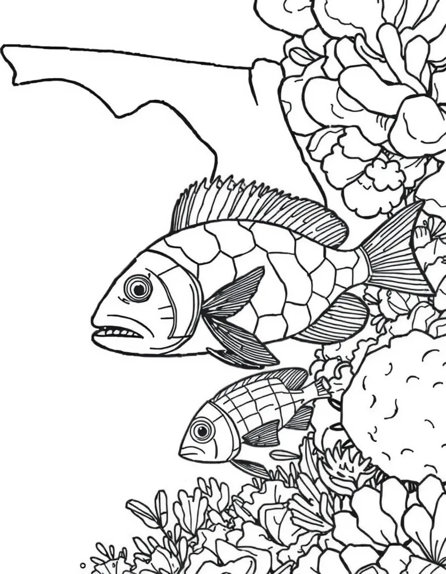 (Florida) Underwater scene with grouper and snapper fish