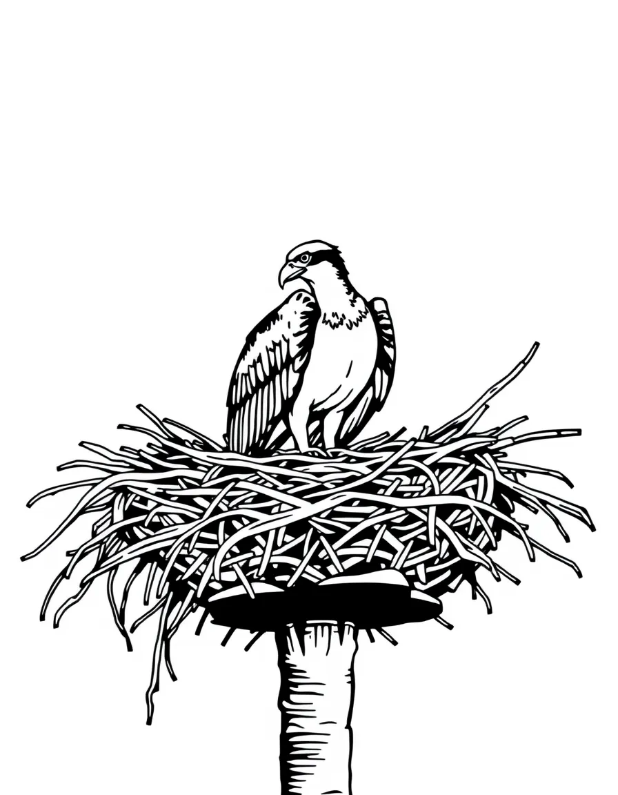 (Florida) A osprey in its large nest on a platform
