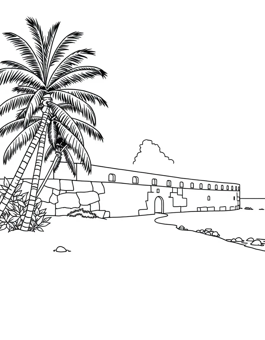 (Florida) Dry Tortugas National Park with fort walls