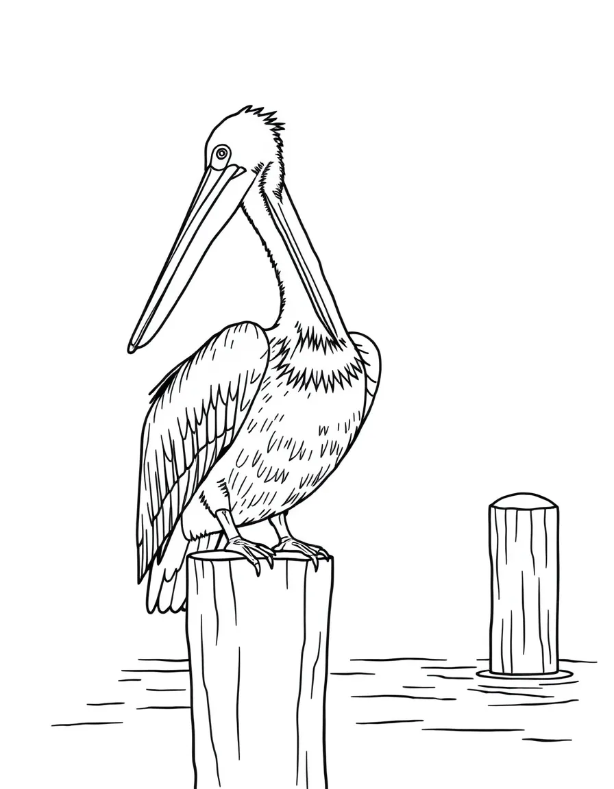 (Florida) A brown pelican sitting on a dock post