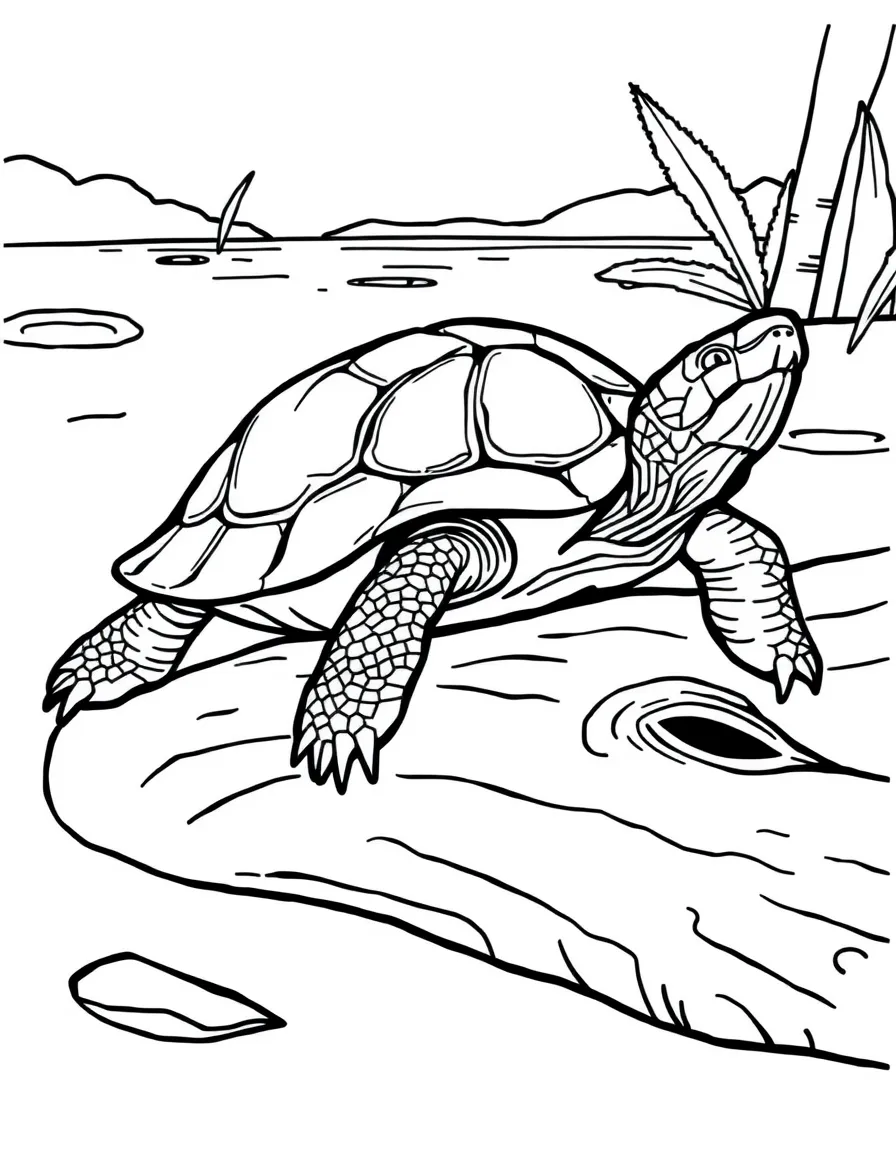 (Florida) A Florida softshell turtle on a log