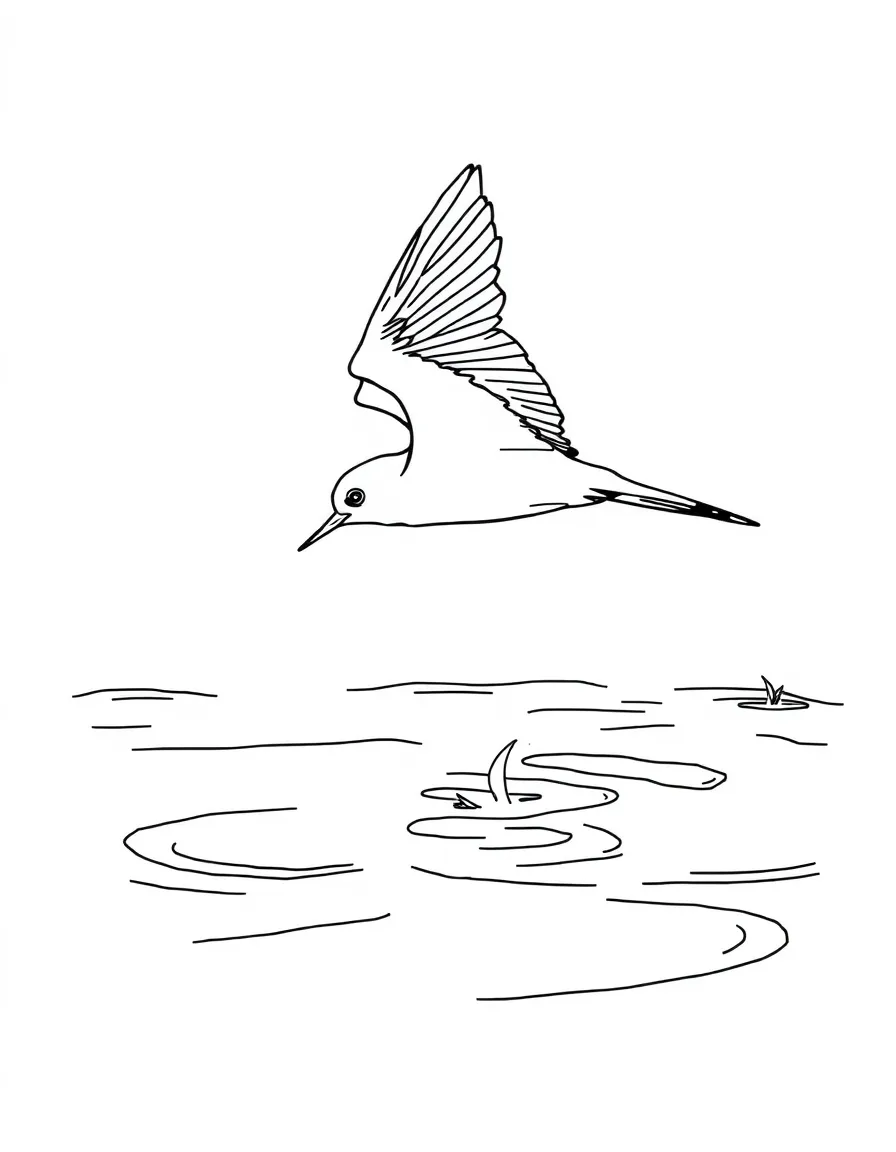 (Florida) A black skimmer flying low over water