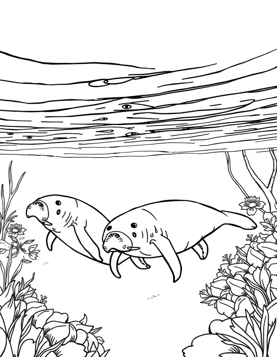 (Florida) Crystal River with swimming manatees