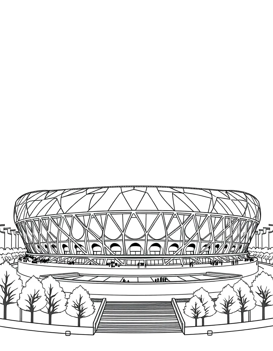 (Beijing) Beijing National Stadium (Bird's Nest) with curved architecture