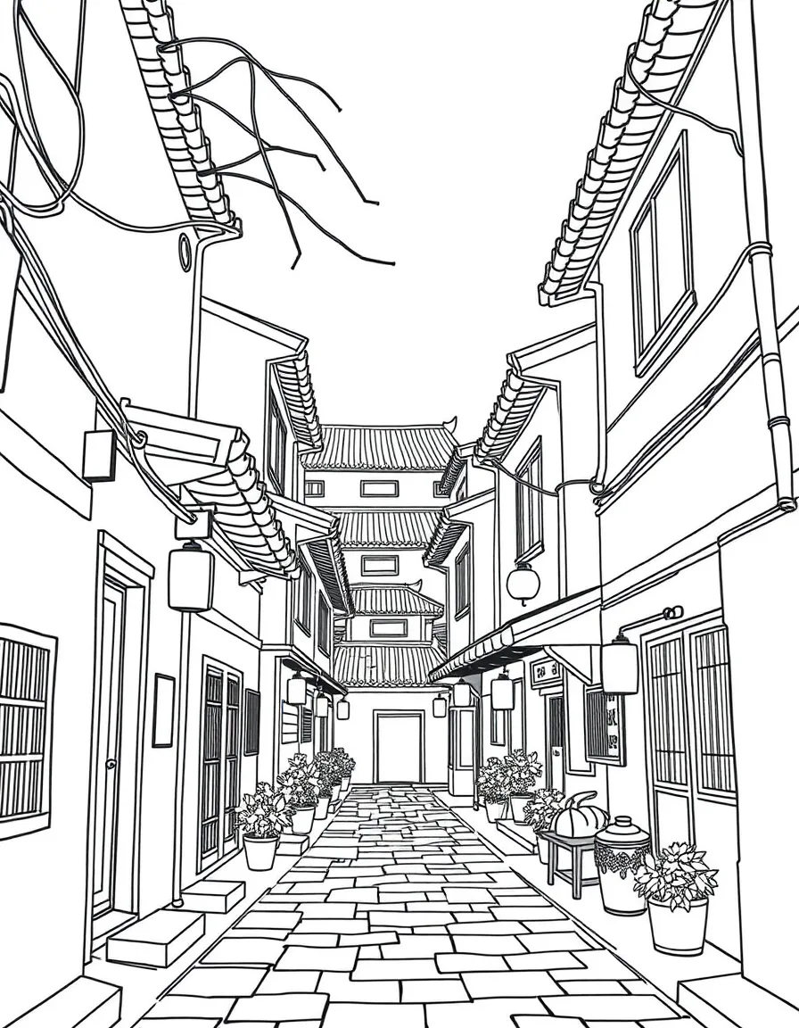(Beijing) Hutong alleyway with simple buildings