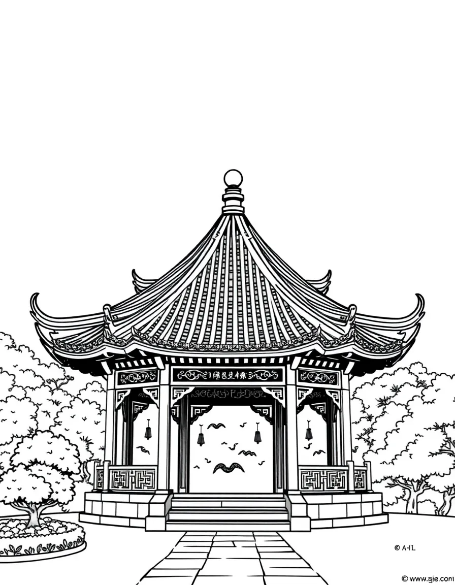 (Shanghai) Chinese-style pavilion in a park