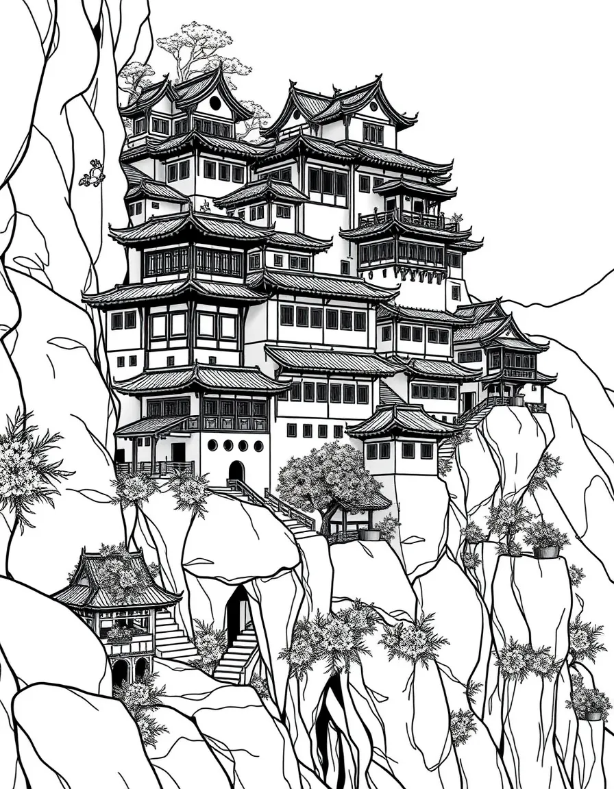 (Chongqing) Hongya Cave stilted buildings on cliffside