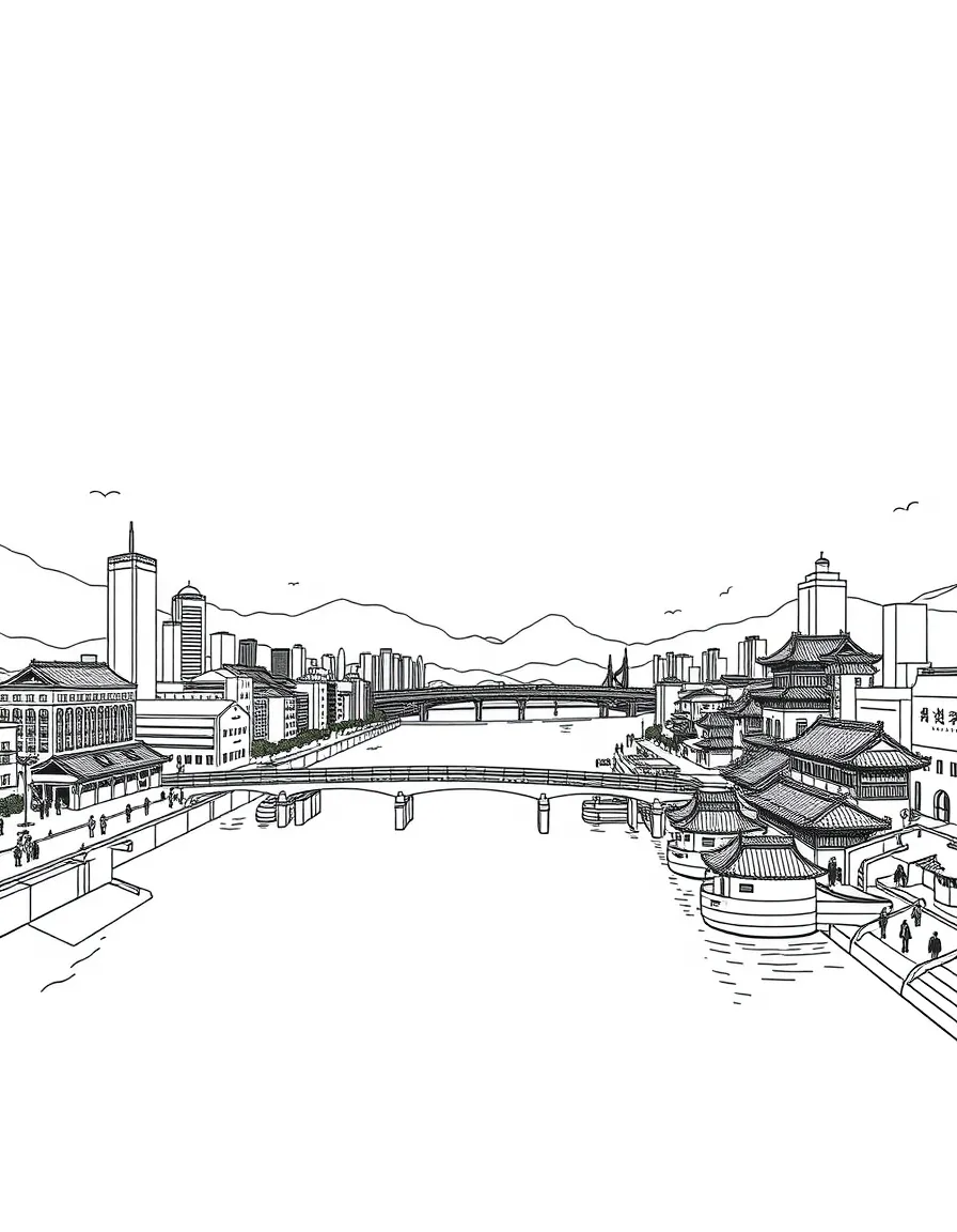 (Chongqing) Chaotianmen port area with river confluence