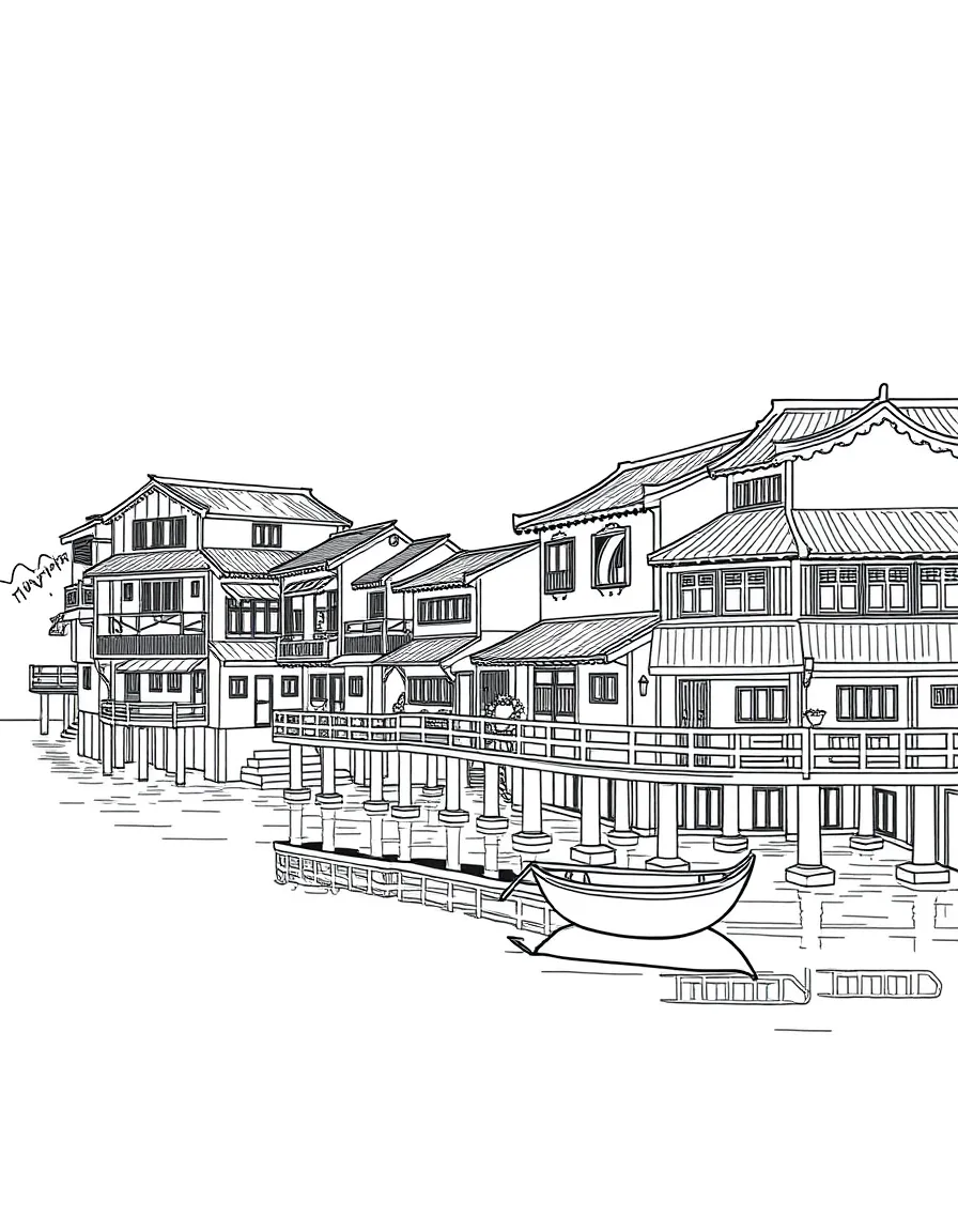 (Chongqing) Traditional stilted houses over water