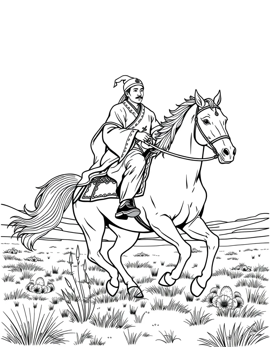 (Inner Mongolia) Horseman riding across plains