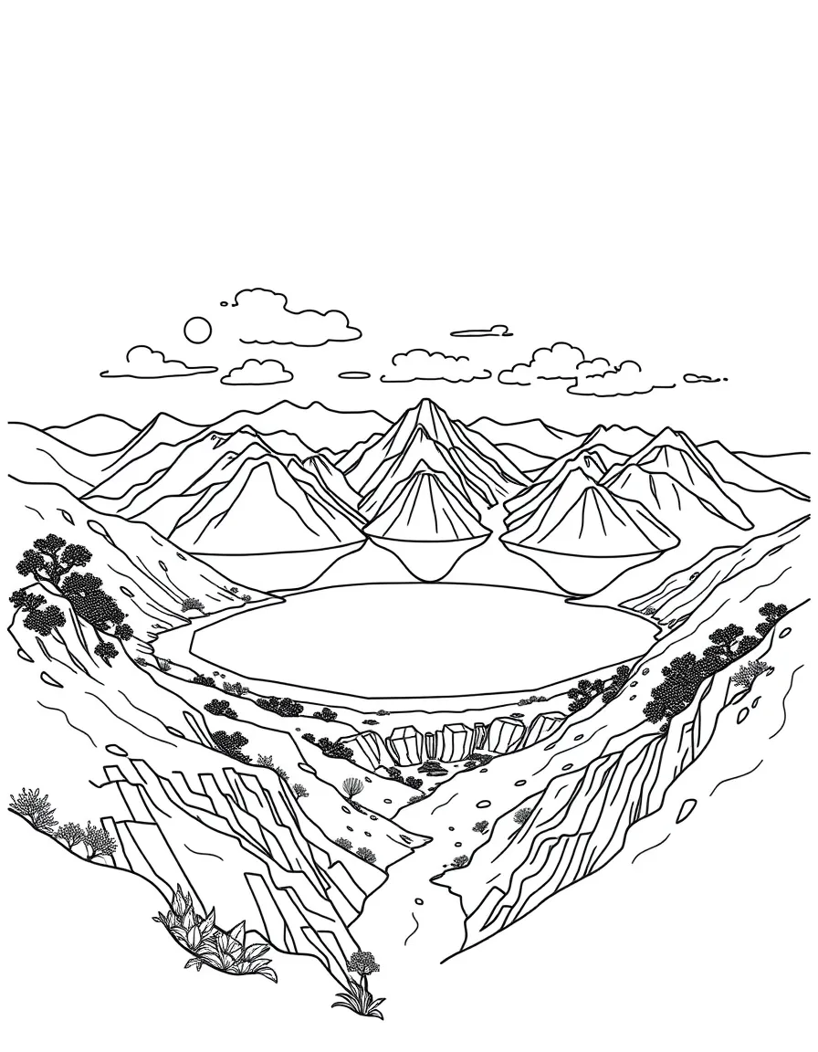 (Jilin) Heavenly Lake crater lake outline