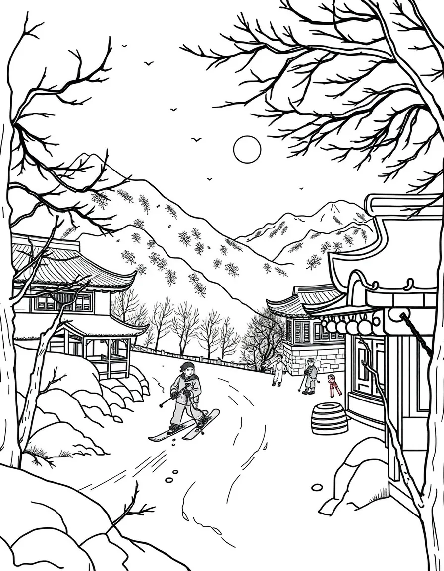 (Jilin) Traditional Chinese skiing scene